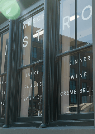 Sliding sash windows made and fitted by Preferred Joinery on a bistro in Liverpool.